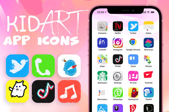 kid art app icons pack