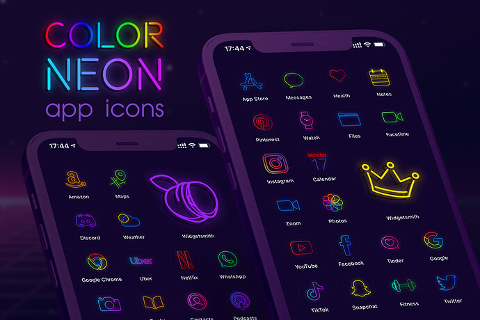color neon app icons pack