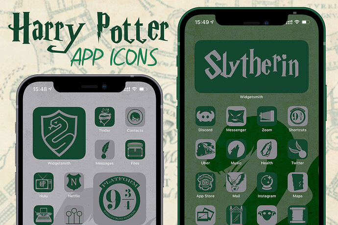 harry potter slytherin app icons pack