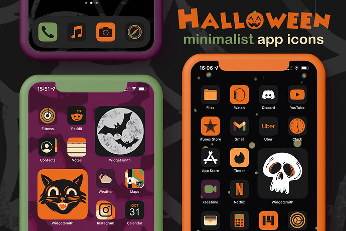 halloween minimalist app icons pack