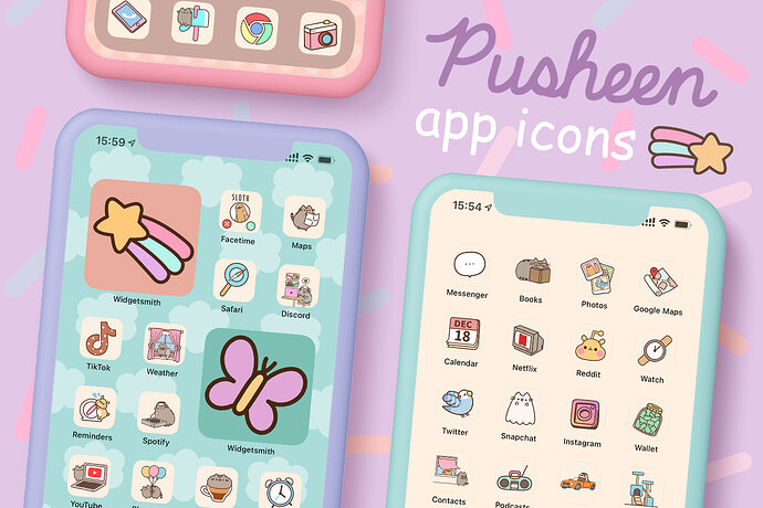 pusheen app icons pack