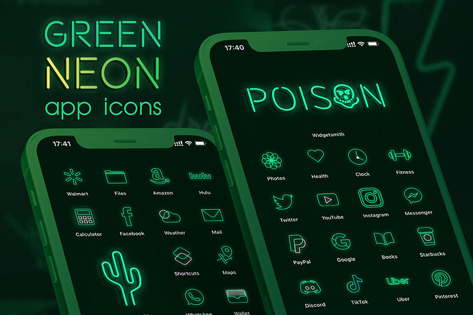green neon app icons pack