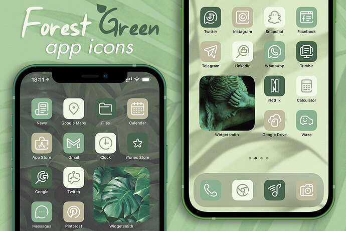 forest green app icons pack