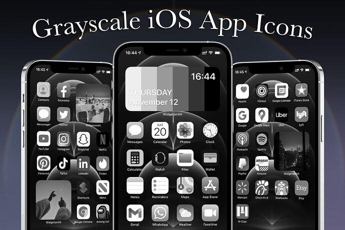 grayscale ios app icons pack